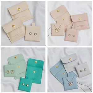 Envelope flap portable microfiber jewelry pouch snap button