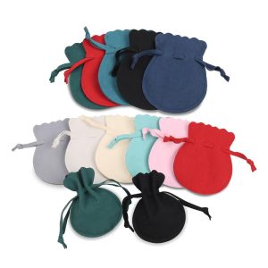 Amphora shape suede microfiber drawstring pouches
