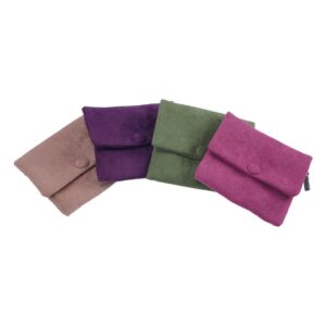 Portable faux suede jewelry pouch with snap button and zipper